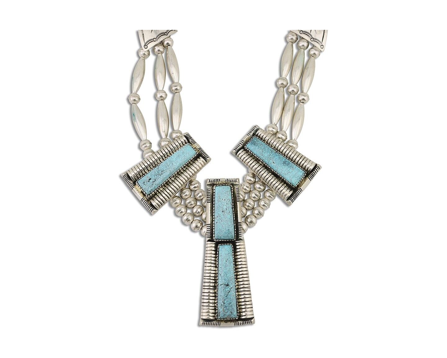 Navajo Necklace Mine 8 Turquoise Handmade Artist Signed D C.80's