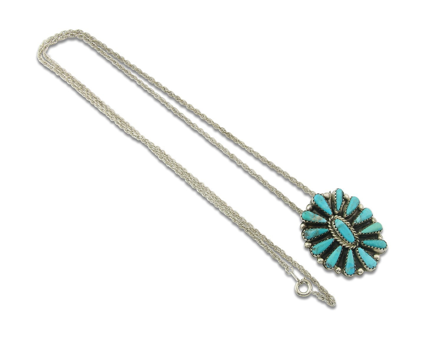 Navajo Sterling Silver Necklace Authentic Turquoise Vintage Signed TL