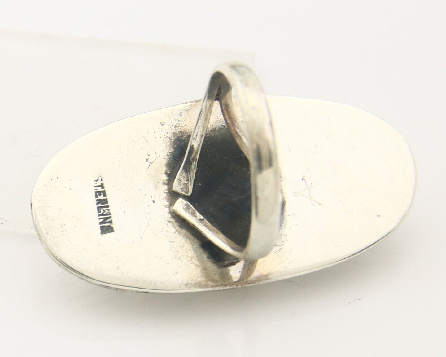 Navajo Ring 925 Sterling Turquoise Handmade Native Artist C.80's Size 6.75