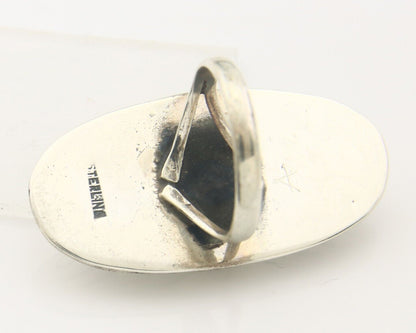 Navajo Ring 925 Sterling Turquoise Handmade Native Artist C.80's Size 6.75