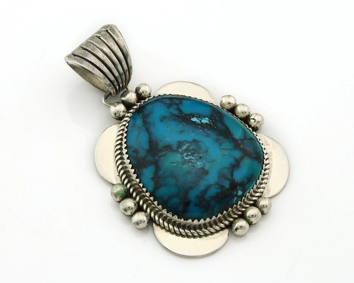Navajo Pendant Sterling Silver Turquoise Vintage Signed Mark Yazzie