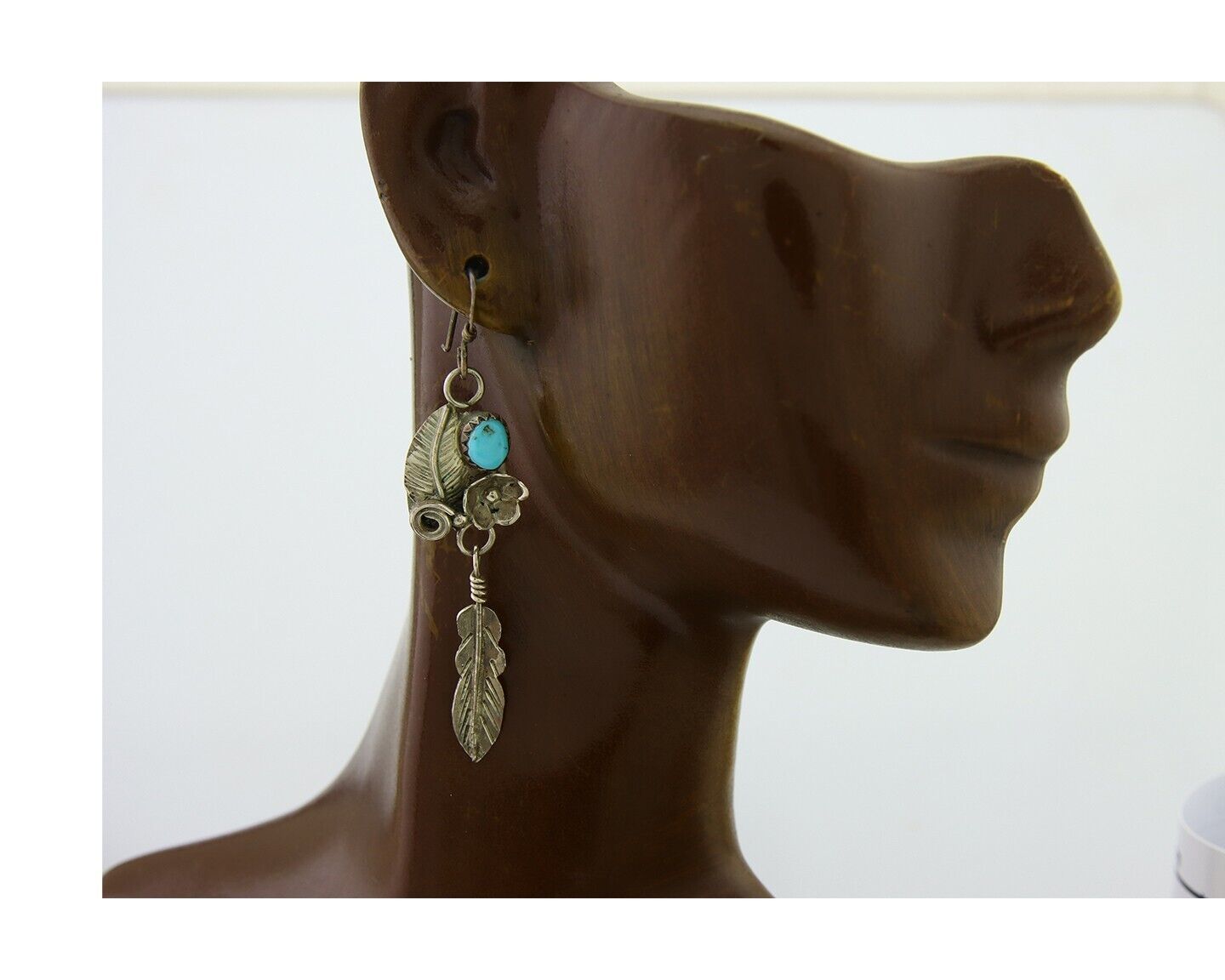 Navajo Earrings 925 Silver Natural Turquoise Native Artist C.80's