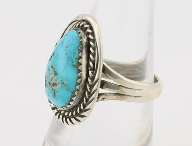 Navajo Handmade Ring 925 Silver Turquoise Native American Artist C.80's