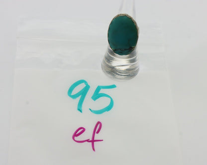 Navajo Ring 925 Silver Natural Turquoise Signed C STAR Size 6.25 C.80's