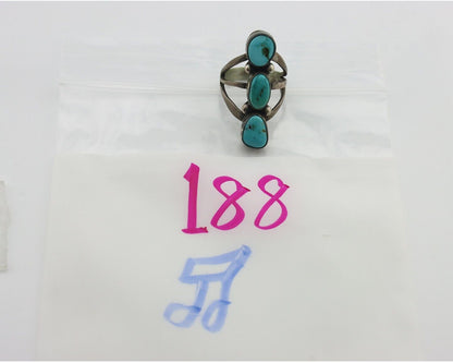 Navajo Ring 925 Silver Natural Blue Turquoise Native American Artist C.80's