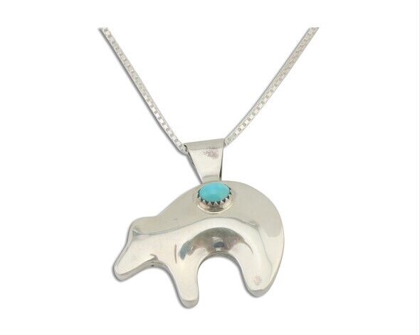 Navajo Spirit Bear Necklace Pendant 925 Sterling Silver Signed C C.80's