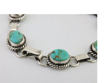 Navajo Bracelet 925 Silver Natural Blue Turquoise Native American Artist C.80's