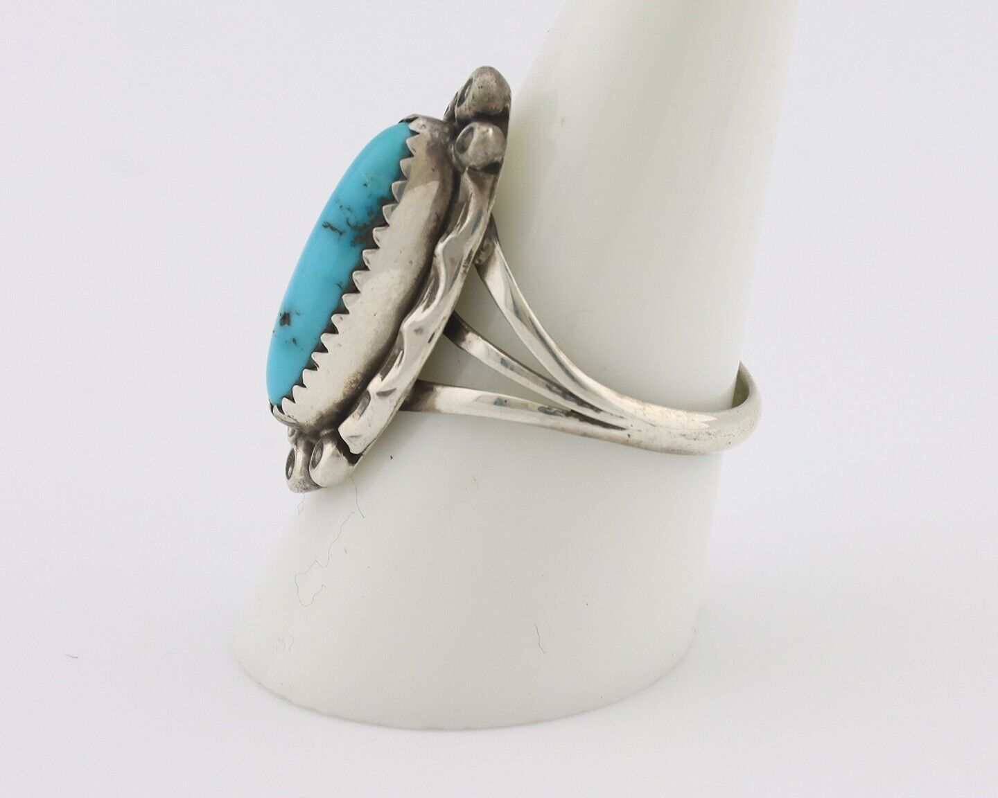 Navajo Ring .925 Silver Sleeping Beauty Turquoise Signed SkyStone Creations C80s