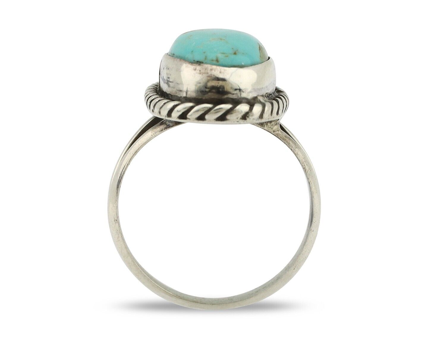 Navajo Ring 925 Silver Kingman Turquoise Native American Artist C.80's
