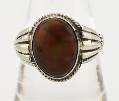 Navajo Handmade Ring 925 Silver Natural High Grade Fire Opal Native Artist C.80s