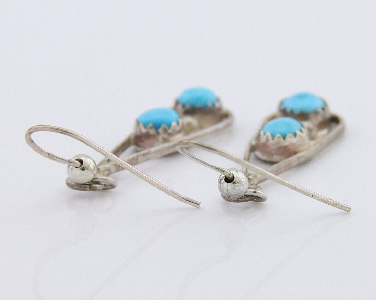 Navajo Paw Earrings 925 Silver Blue Turquoise Native American Artist C.80's