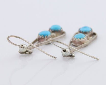 Navajo Paw Earrings 925 Silver Blue Turquoise Native American Artist C.80's