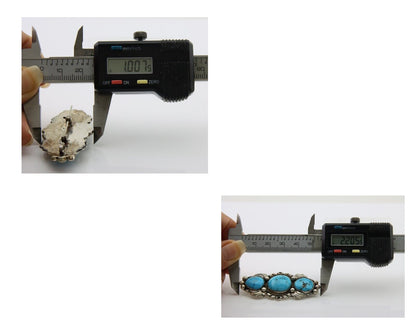 Navajo Pin 925 Silver Natural Blue Turquoise Artist Signed Billie Eagle C.80's