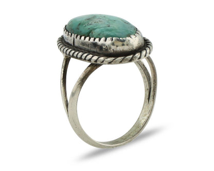 Navajo Ring 925 Silver Kingman Turquoise Native American Artist C.80's