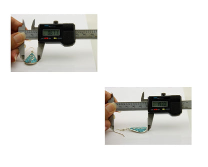 Navajo Kokopelli Earrings 999 Nickel Chip Inlay Turquoise Coral Native American