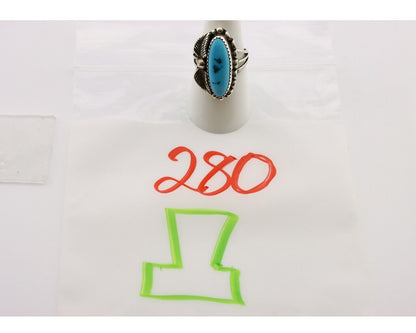 Navajo Ring 925 Silver Sleeping Beauty Turquoise Signed SC C.80's