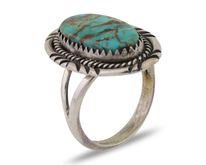 Navajo Hand Stamped Ring 925 Silver Natural Turquoise Native Artist C.80's