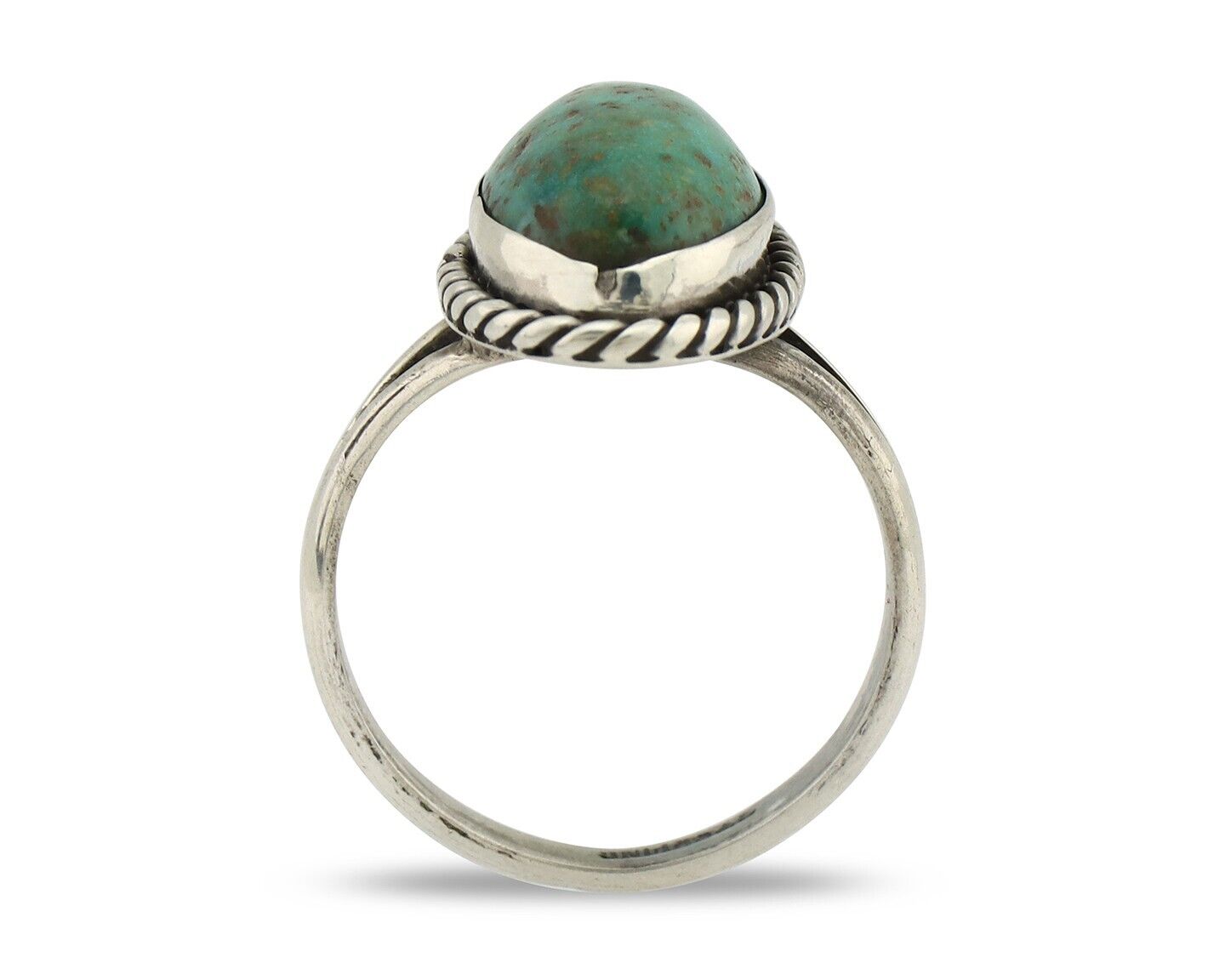 Navajo Ring 925 Silver Kingman Turquoise Native American Artist C.80's
