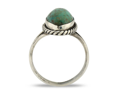 Navajo Ring 925 Silver Kingman Turquoise Native American Artist C.80's