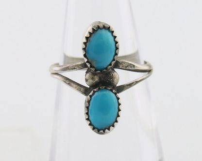 Navajo Ring 925 Silver Kingman Turquoise Native American Artist C.80's