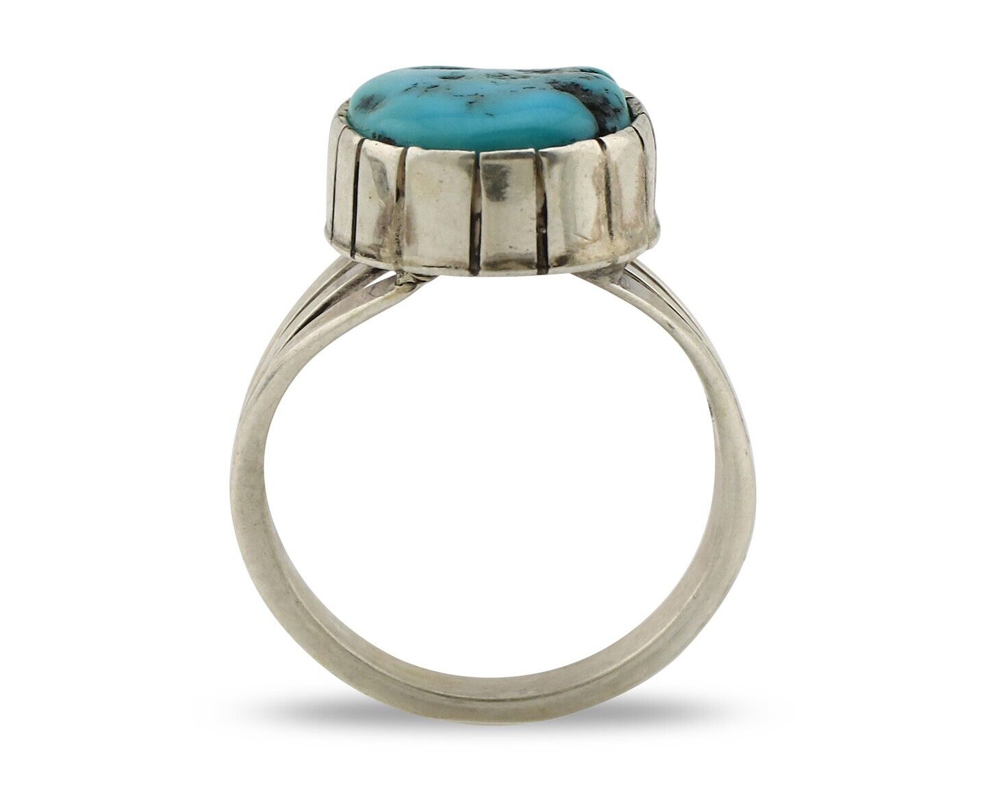 Navajo Ring 925 Silver Sleeping Beauty Turquoise Artist Signed SS C.80's
