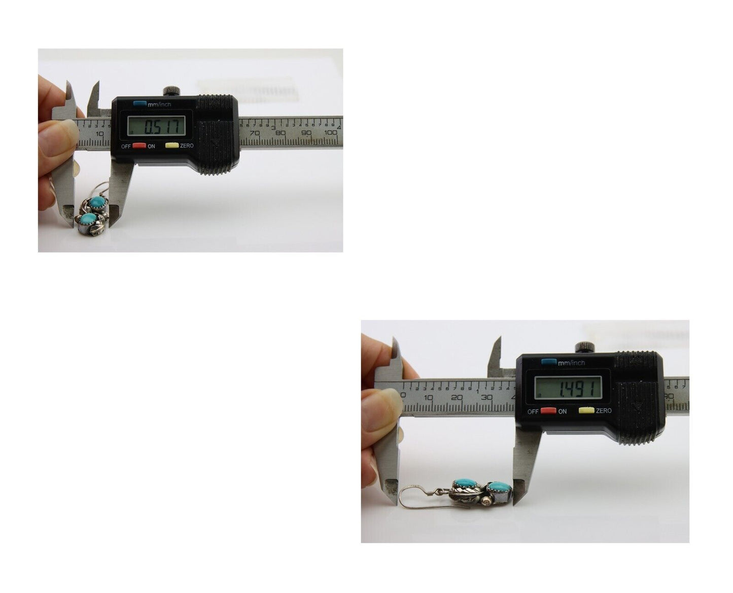 Navajo Dangle Earrings 925 Silver Natural Turquoise Native American Artist C80s