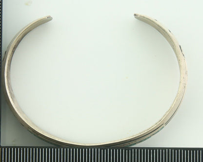 Navajo Bracelet 925 Silver Inlaid Turquoise Cuff Artist Signed Stanley Bain C.80