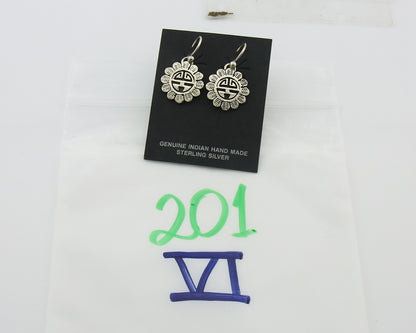 Navajo Tiwa Sun Earrings Sterling Silver Dangle Vintage Authentic