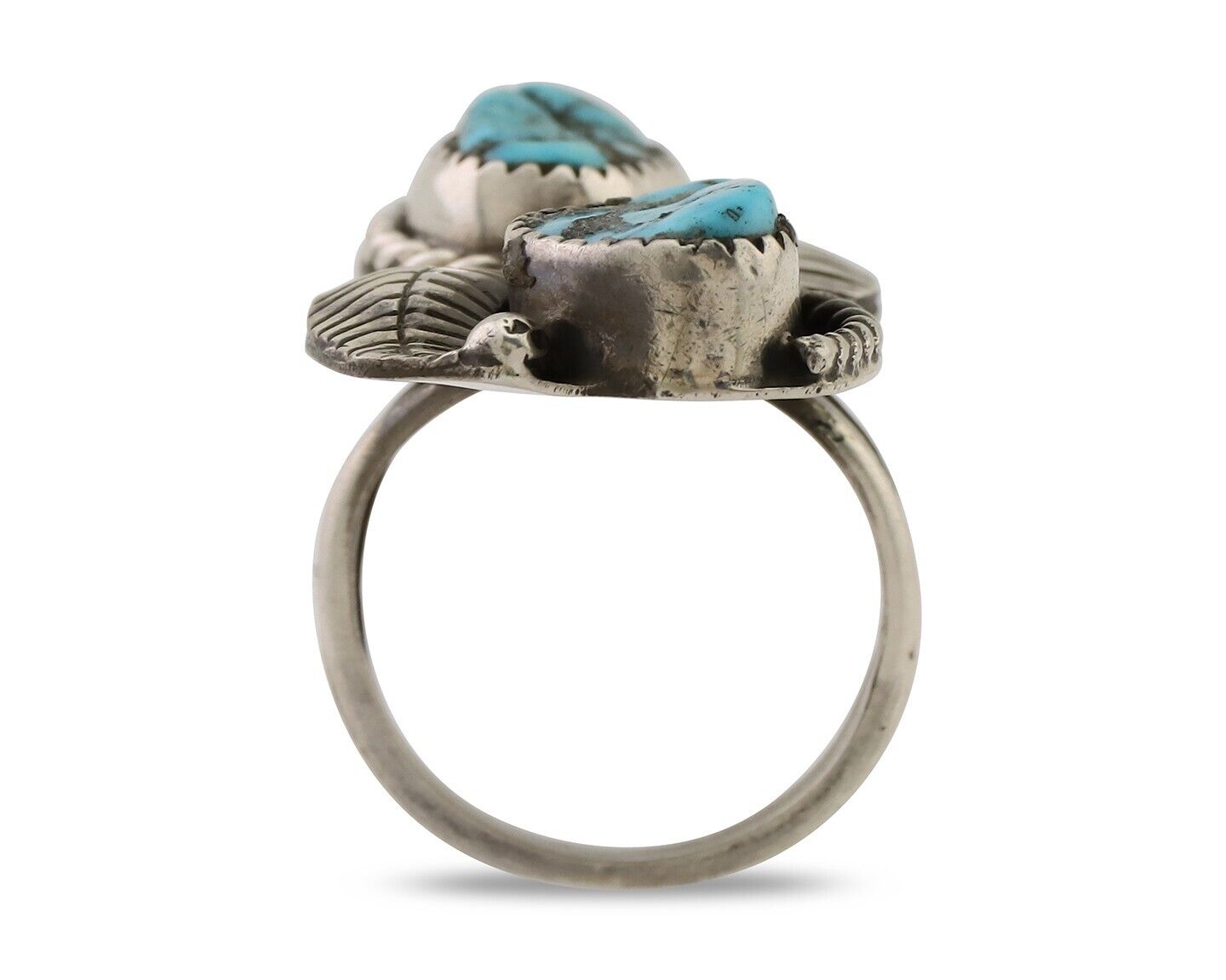Navajo Handmade Ring 925 Silver Natural Tuquoise Native American Artist C.80's