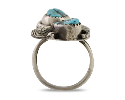 Navajo Handmade Ring 925 Silver Natural Tuquoise Native American Artist C.80's