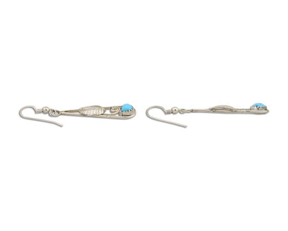 Navajo Dangle Earrings 925 Silver Natural Blue Turquoise Artist Signed JB C.80's