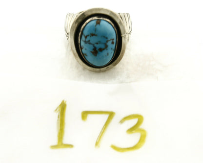 Navajo Ring .925 SOLID Silver Castle Dome Turquoise Signed Doug Zachary C.80's