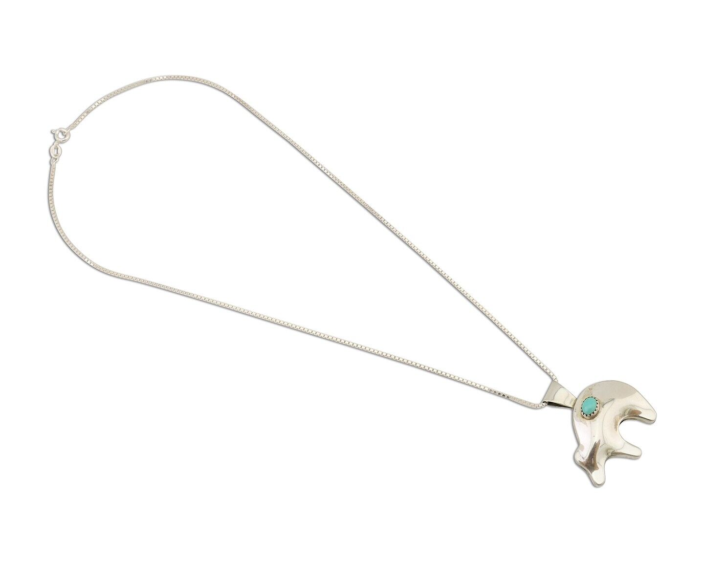 Navajo Spirit Bear Necklace Pendant 925 Sterling Silver Signed C C.80's