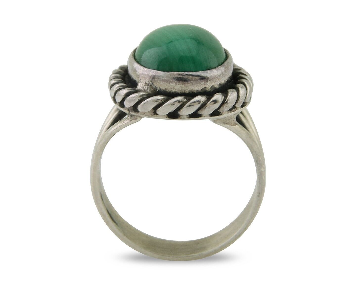 Navajo Ring 925 Silver Natural Malachite Native American Artist C.80's