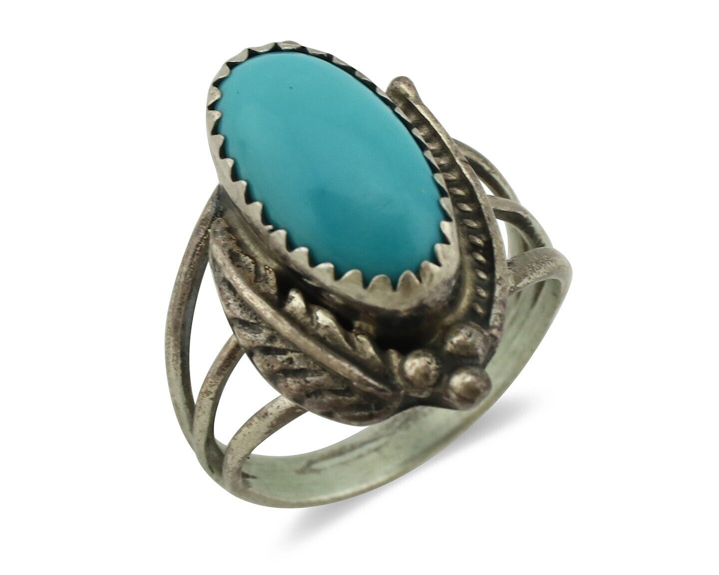 Navajo Ring 925 Silver Sleeping Beauty Turquoise Artist Signed JW C80