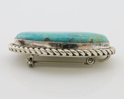 Navajo Pin Pendant 925 Silver Globe Turquoise Artist Signed Doug Zachary C.80's