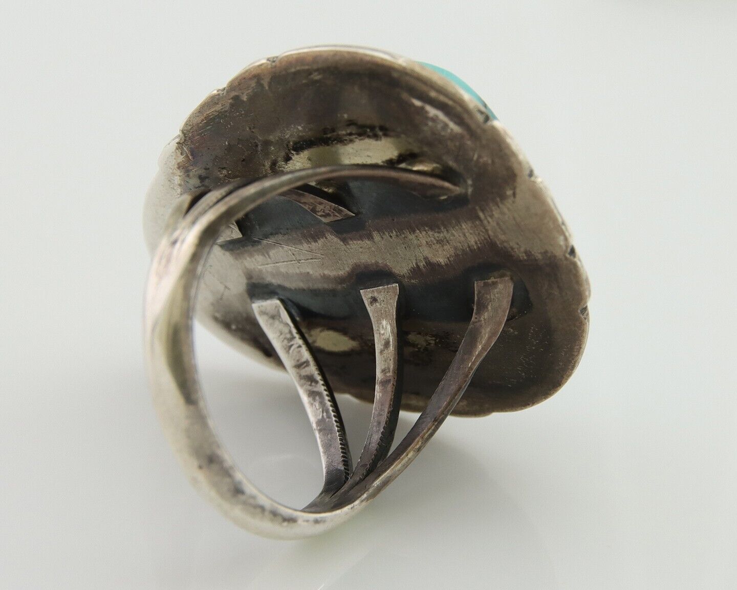 Navajo Ring 925 Silver Blue Turquoise Native American Artist C.80's