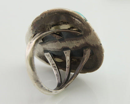 Navajo Ring 925 Silver Blue Turquoise Native American Artist C.80's