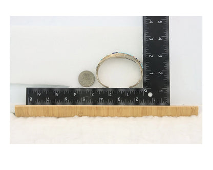 Navajo Cuff Bracelet Sterling Silver Natural Gemstone Vintage Signed WM