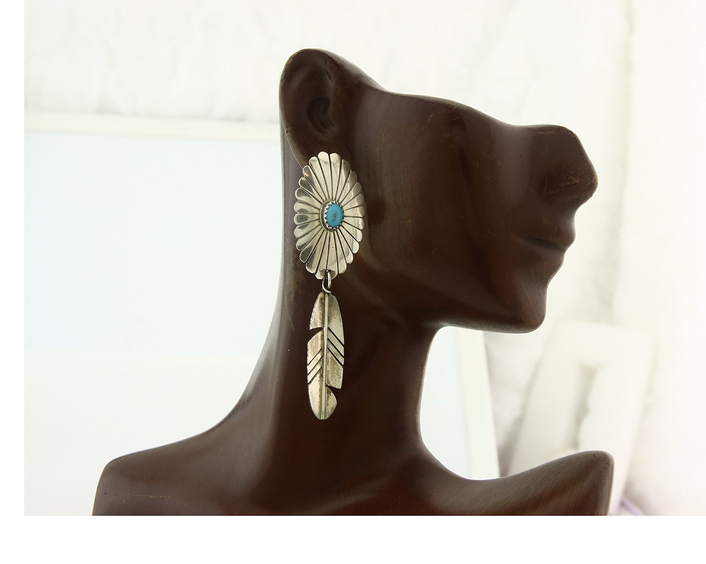 Navajo Earrings Sterling Silver Turquoise Dangle Vintage Authentic