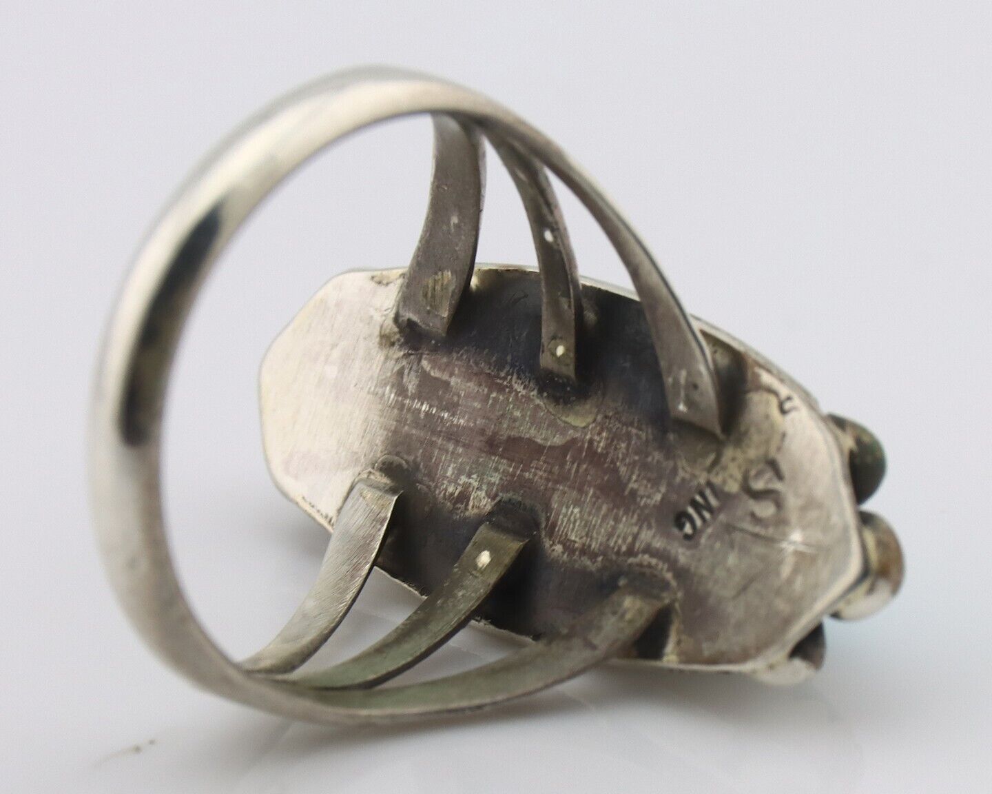 Navajo Ring .925 Silver Sleeping Beauty Turquoise Signed SkyStone Creations C80s