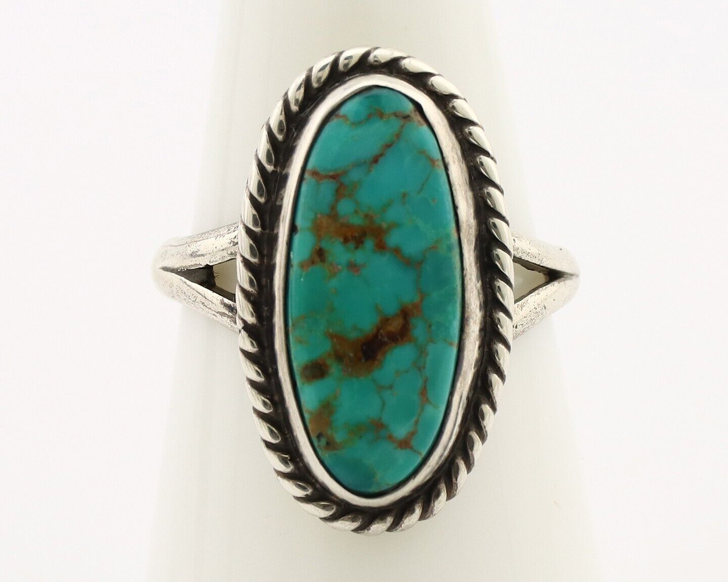 Navajo Ring 925 Silver Kingman Turquoise Artist Signed M Montoya C.80's