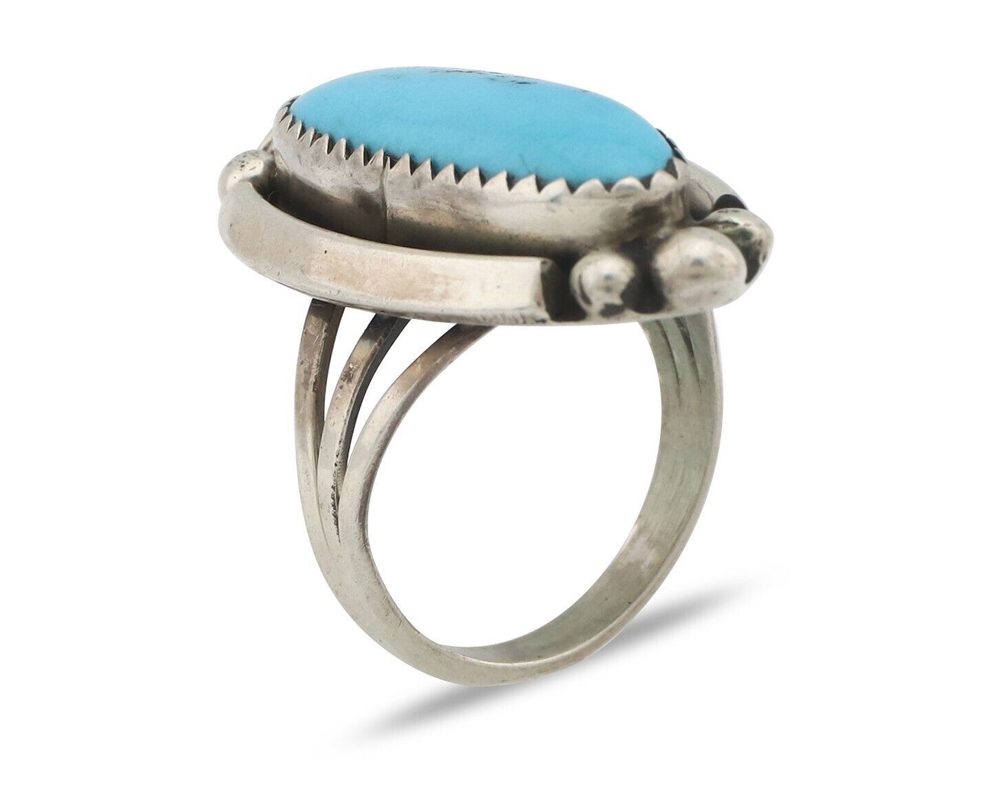 Navajo Ring .925 Silver Sleeping Beauty Turquoise Signed SkyStone Creations C80s