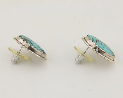 Navajo Earrings 925 Silver Natural Blue Native American Artist C.80's