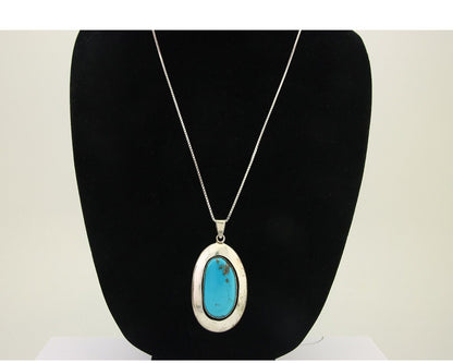 Navajo Necklace 925 Silver Natural Turquoise Artist Signed C Montoya C.80's
