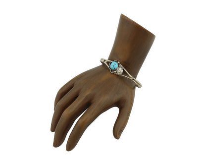 Navajo Bracelet 925 Silver Sleeping Beauty Turquoise Native American Artist C80s