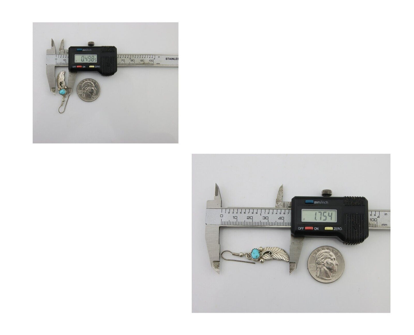 Navajo Dangle Earrings 925 Silver Natural Turquoise Artist Signed JB C.80's