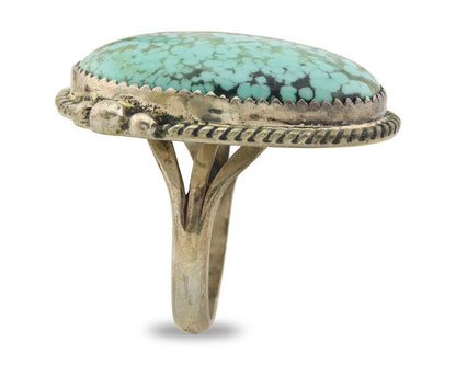 Navajo Ring 925 Sterling Natural Blue Turquoise Native Artist C.80's Size 8.75