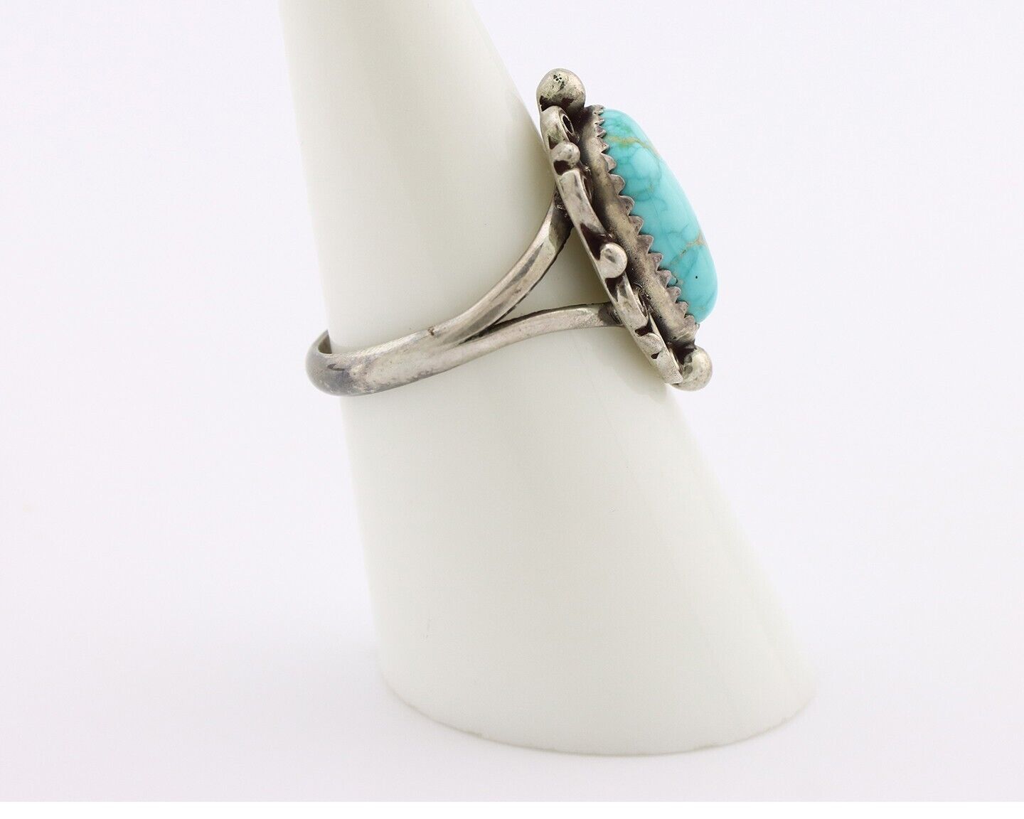 Navajo Ring 925 Silver Spiderweb Turquoise Artist Signed Billy Eagle C.80's