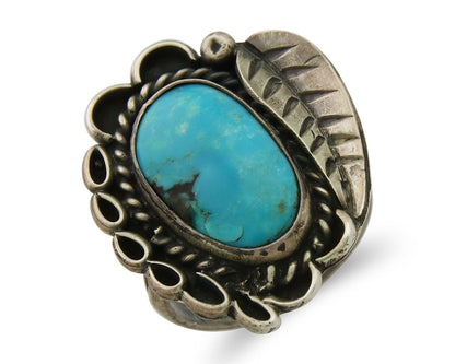 Navajo Ring .925 Sterling Blue Turquoise Artist Signed AP C.80's